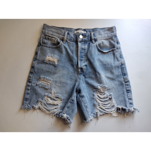 PacSun High Rise Distressed Denim Mom Shorts Button Fly Womens 27 - Picture 1 of 8